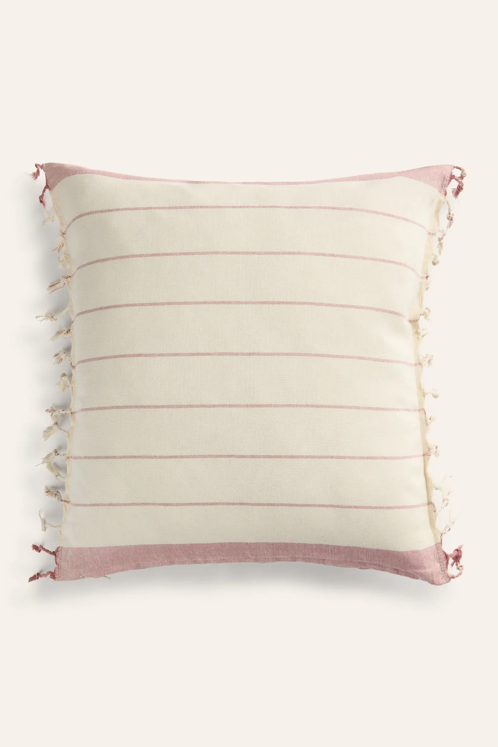 Funda de cojín con rayas tejidas en rojo Tiana - Image 7