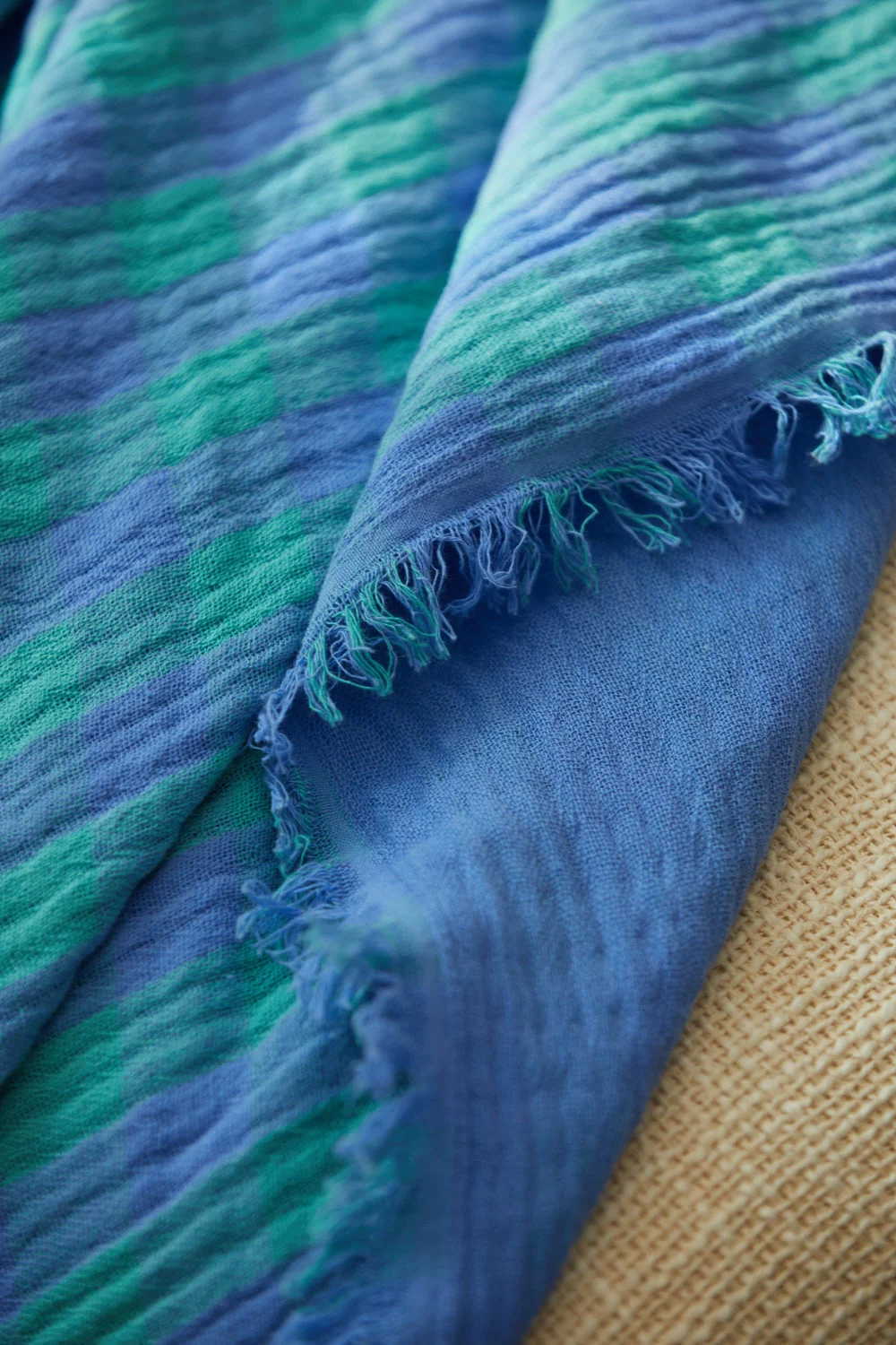 Plaid de algodón vichy azul Nasau - Image 3