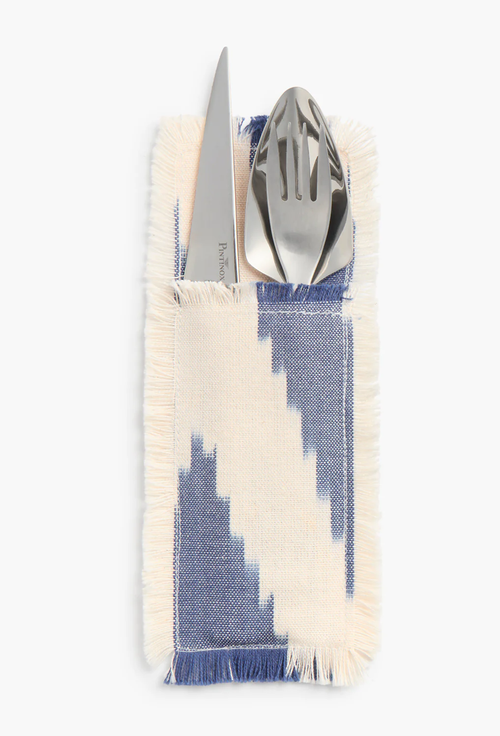 Set de 4 fundas de cubierto de algodón ikat azul Galdana - Image 3